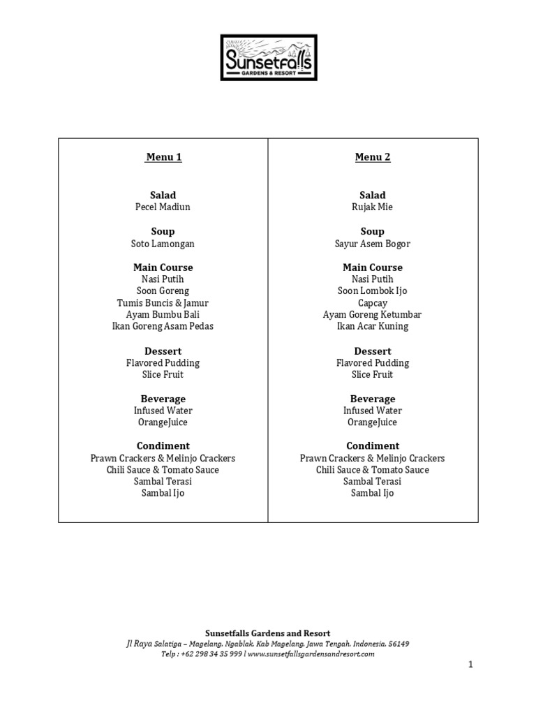 Menu Meeting Package Pdf Southeast Asian Cuisine Asian Cuisine