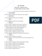 KL University: II/IV B.Tech - I Semester - 2011-12 Data Structures Lab List (Cse203)