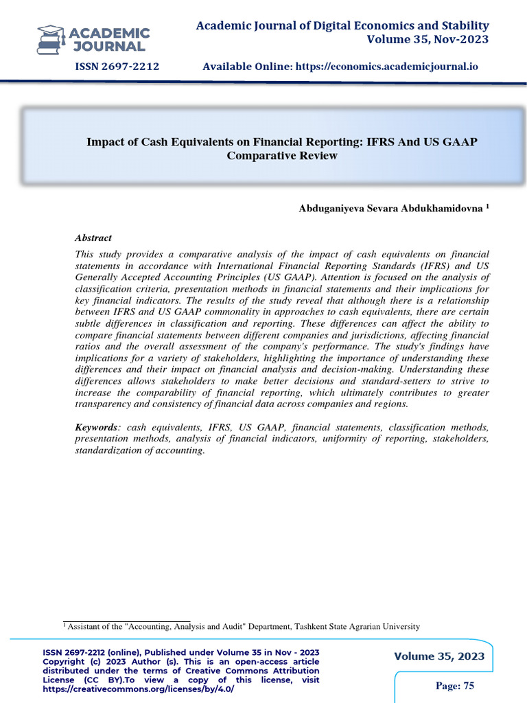 Impact of Cash Equivalents On Financial Reporting: IFRS and US GAAP ...