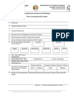 Form 29 Seeking Extension PHD Program