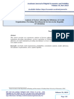 Econometric Analysis of Factors Affecting The Efficiency of Credit Organizations Providing Microfinancial Services in The Republic of Uzbekistan