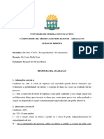 RESPOSTAS DA AVALIAÇÃO 2 - Civil I, Fase Postulatória - Emanoel de Oliveira Barros