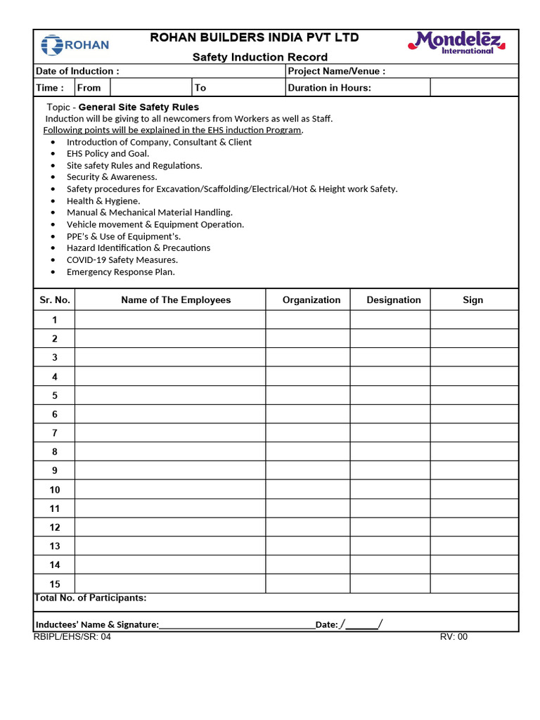 Ehs Gf 02 A Safety Induction Pdf