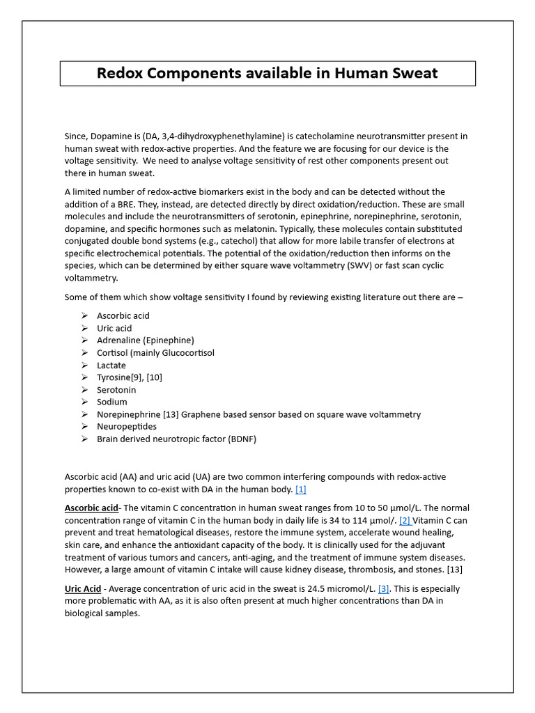 Redox Biomarkers in Human Sweat | PDF | Norepinephrine | Cortisol