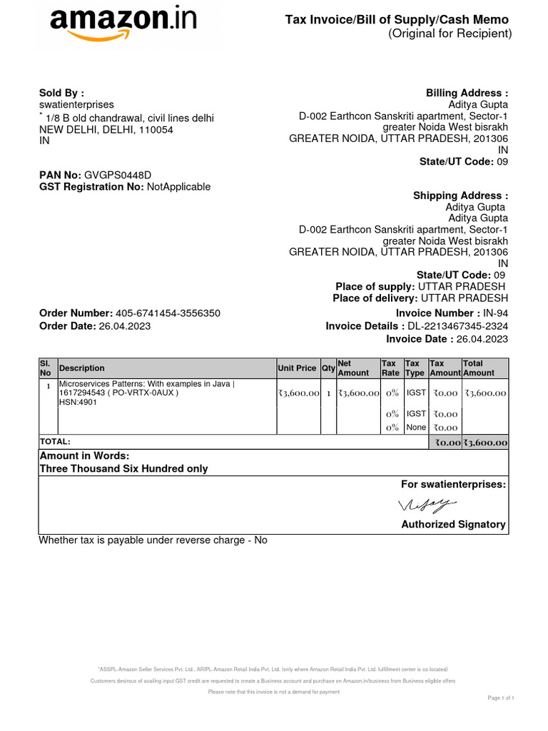 Book Bill PDF Invoice Business