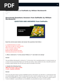 Structured Questions Answers From Daffodils by William Wordsworth
