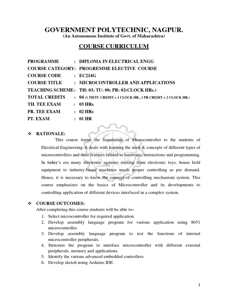 Microcontroller Applications Curriculum | PDF | Microcontroller | Arduino
