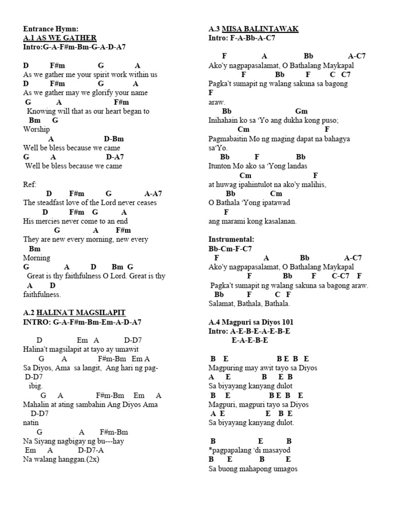 Song Book Compilation For Chapel Services | PDF