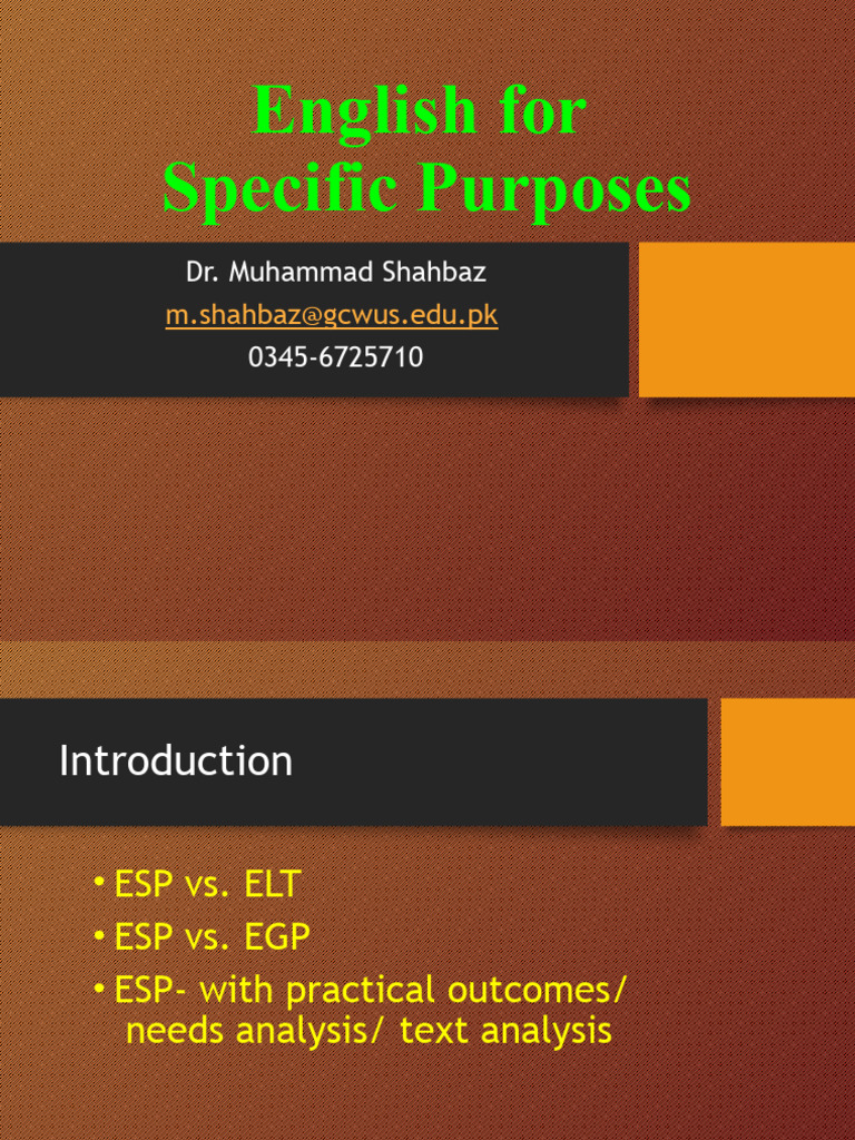 Understanding English for Specific Purposes | PDF | Learning | Methodology