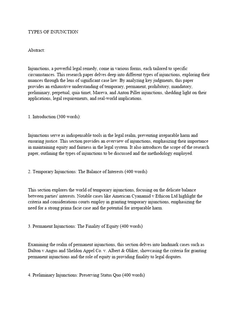 Types of Injunction PDF Injunction Public Law