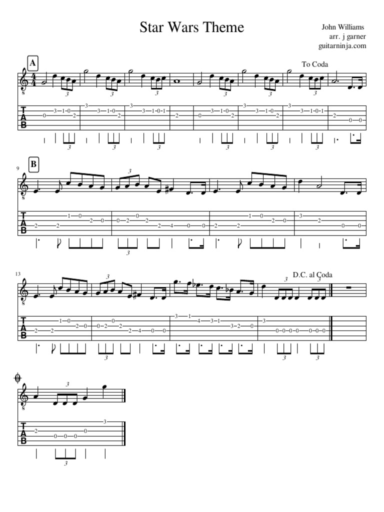 Star Wars Theme Guitar Tab Pdf