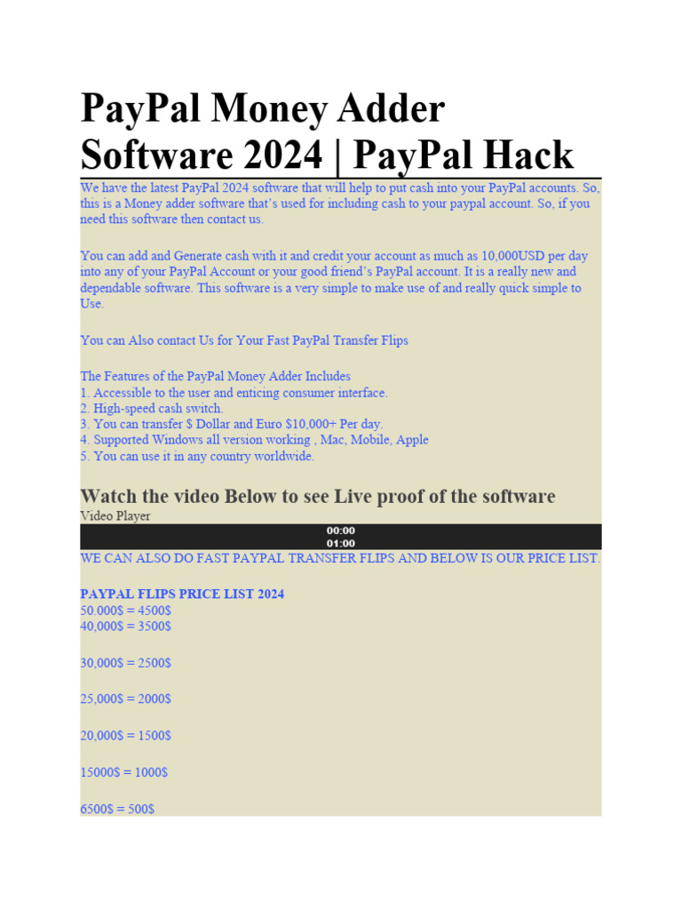 PayPal Money Adder Software 2024 | PDF | Career & Growth | Business