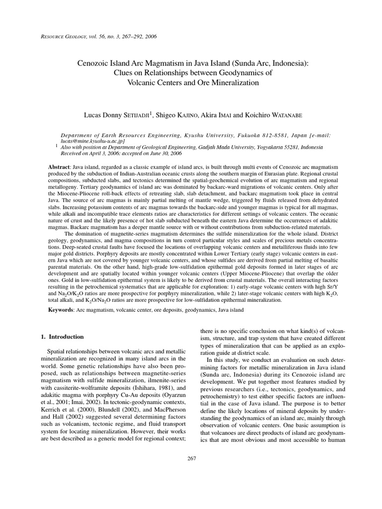 Resource geology 2008 setijadji cenozoic island arc magmatism in