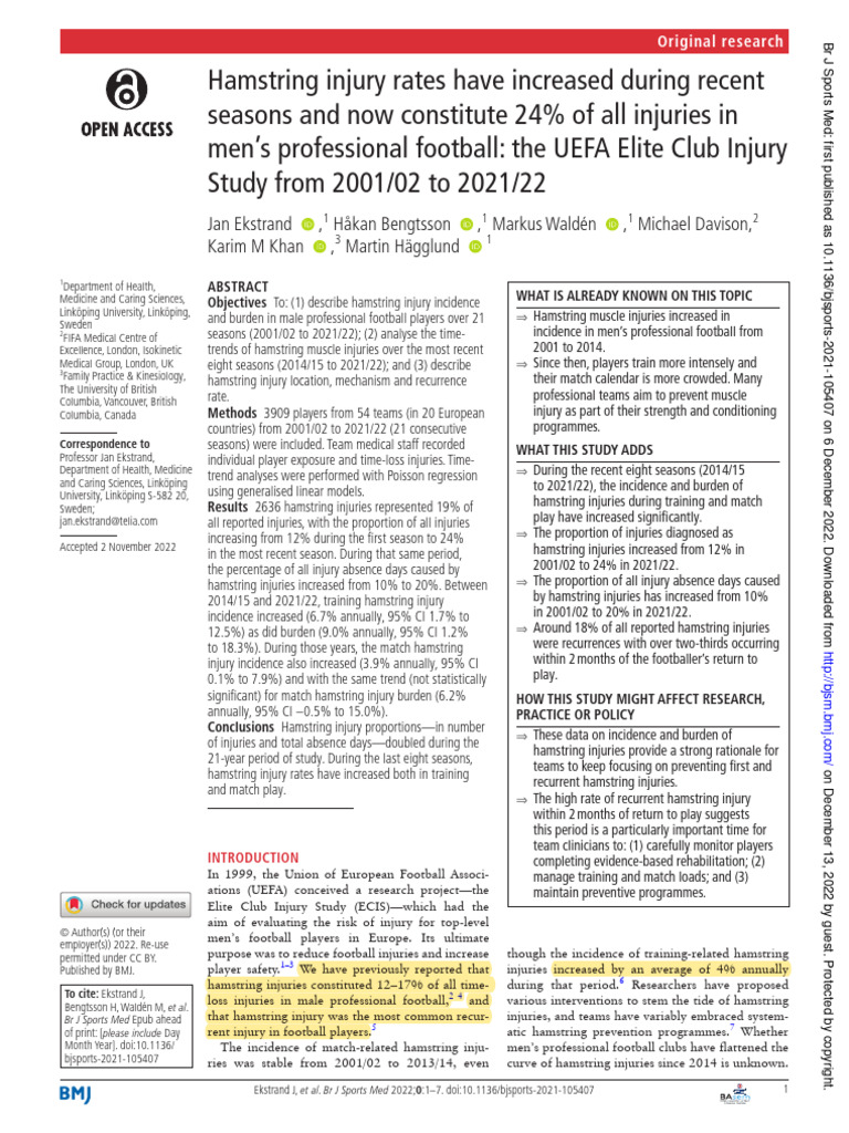 Bjsports 2021 105407.full | PDF | Injury | Incidence (Epidemiology)