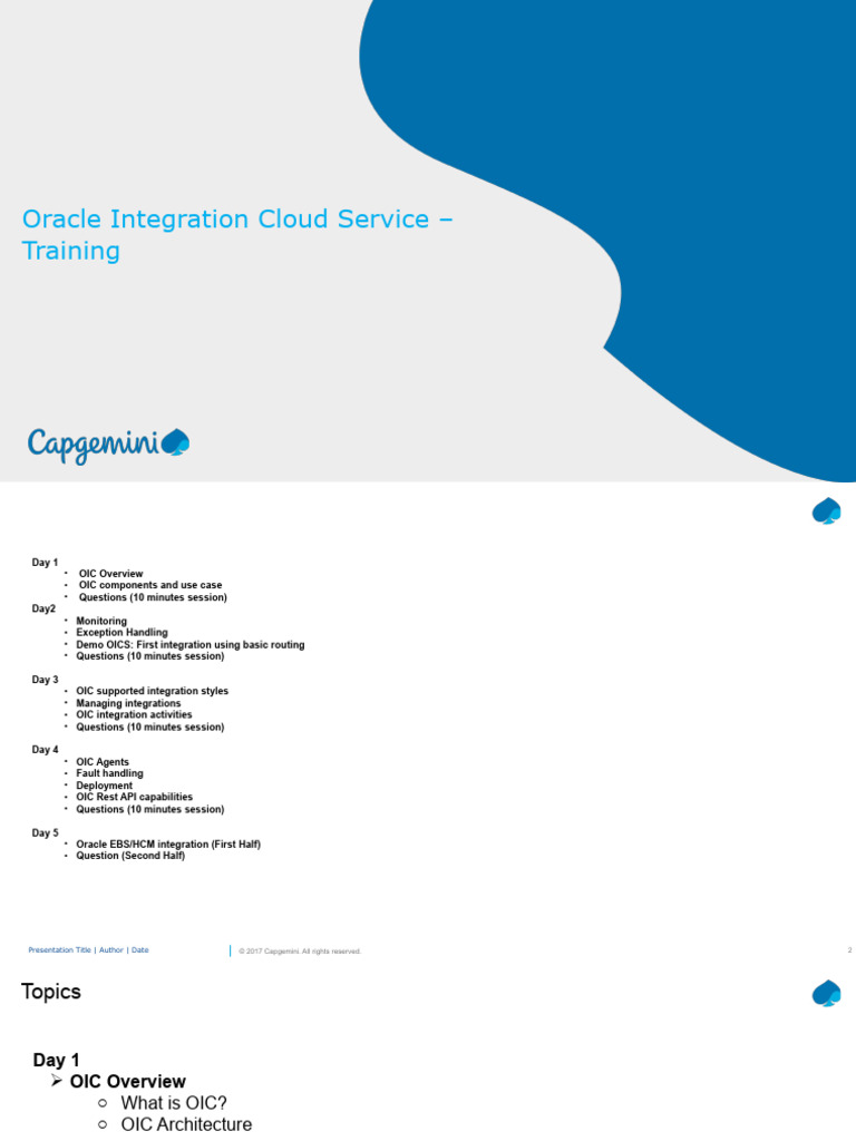 OIC Training Overview and Topics | PDF | Cloud Computing | Software As ...