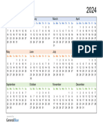 2024 Multi Colored Calendar Sunday Start