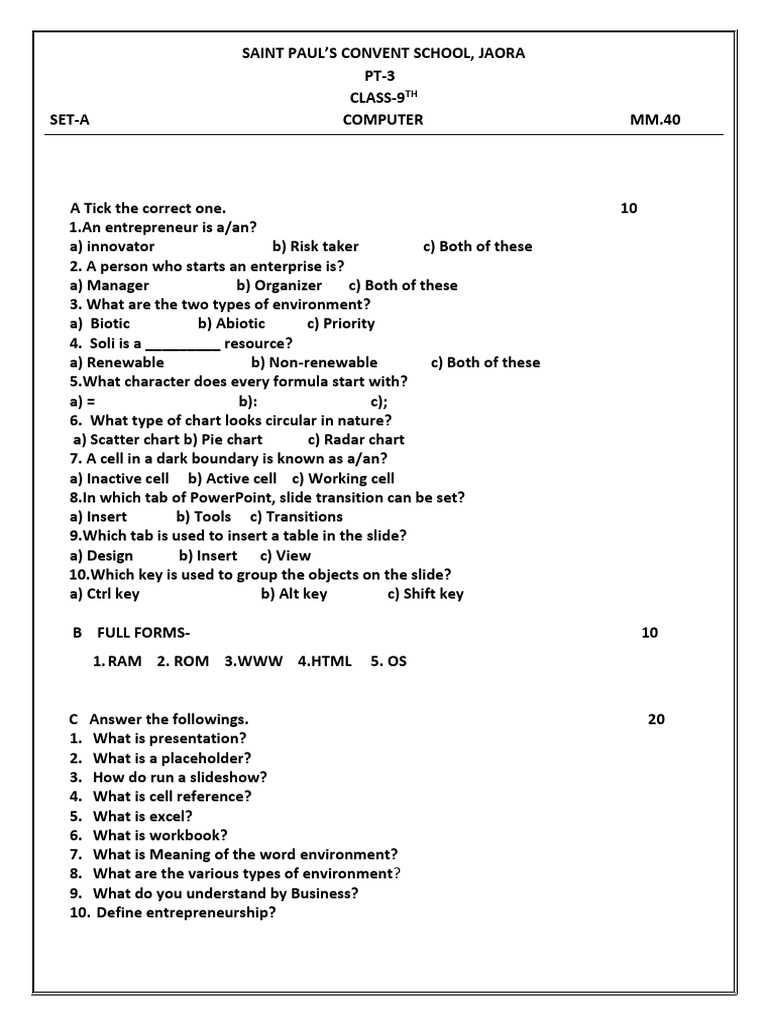Class 9 p1 Computer | PDF
