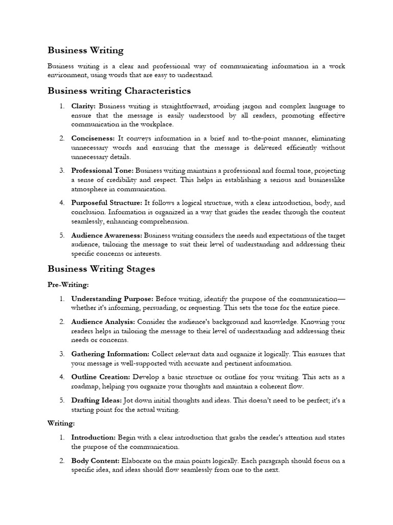 Business Writing PDF Communication Information
