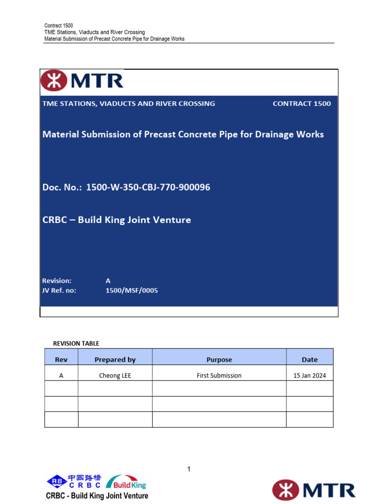 1.14.6C003 MSF Precast Concrete Pipe For Drainage Works - Cover | PDF