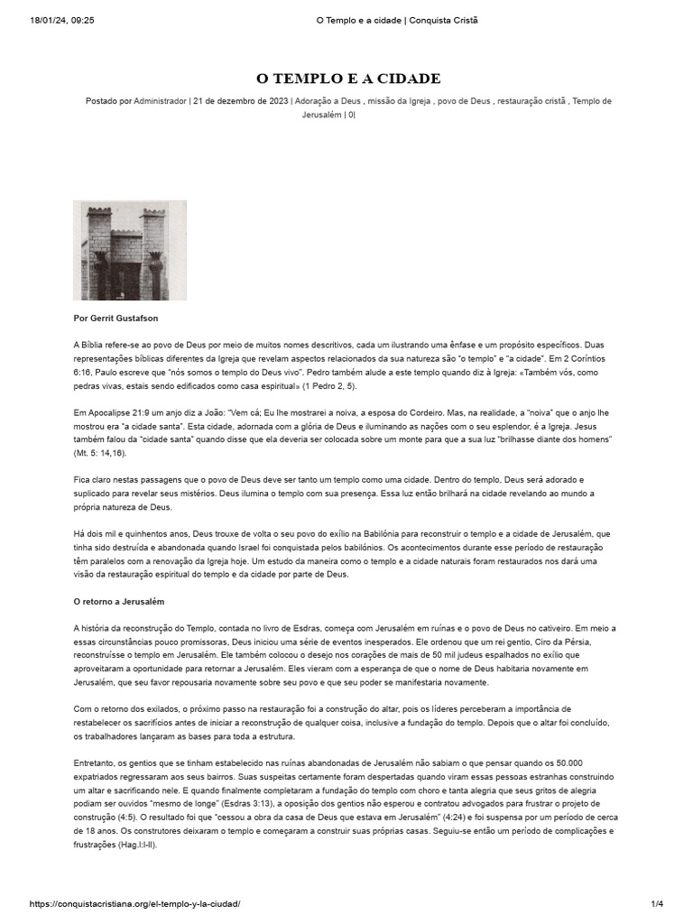 Templo e Cidade: Restauração Espiritual | PDF | Oração | Jerusalém