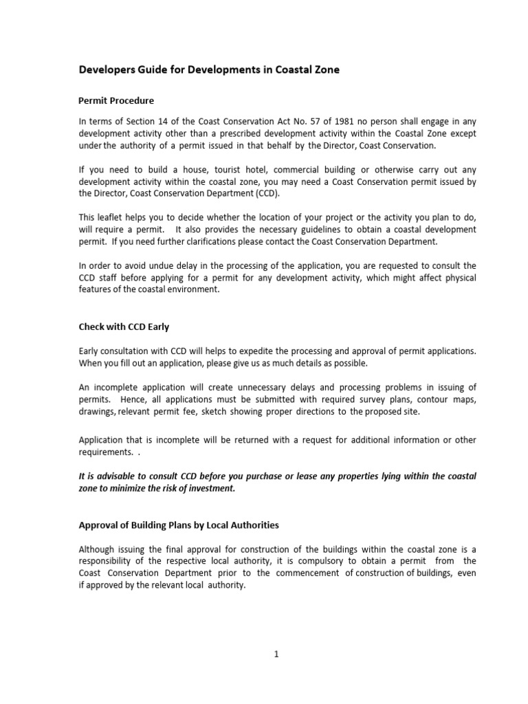 Permit Guidline Coastal Zone Pdf Coast Environmental Impact
