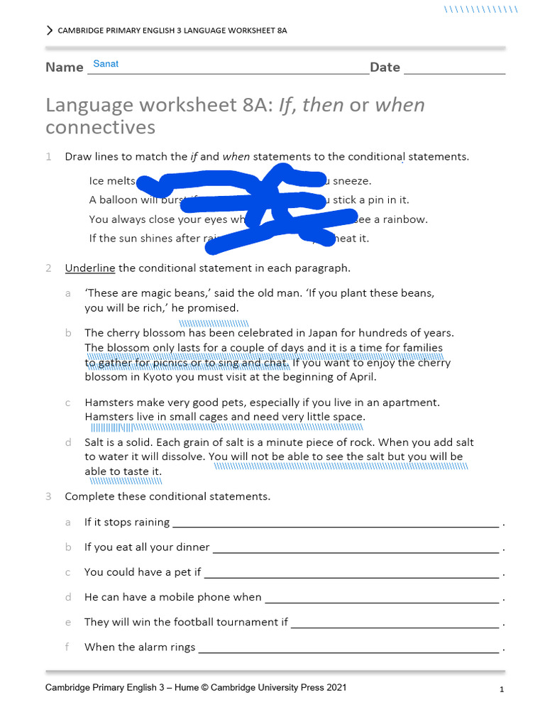 If-Then Conditional Language Worksheet | PDF