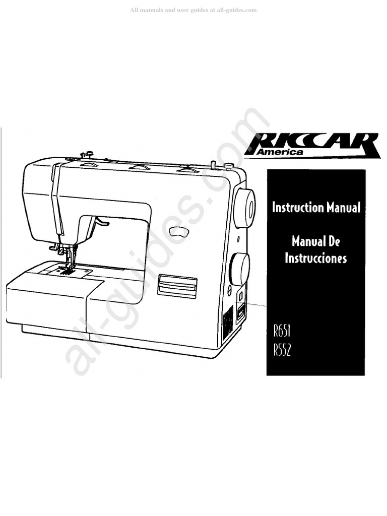Riccar R651 Sewing Machine Instruction Manual PDF