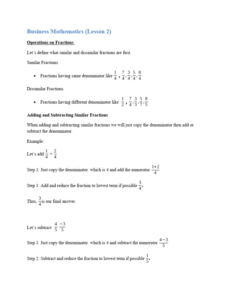 Business mathematics lecturenotes lesson2 pdf number theory