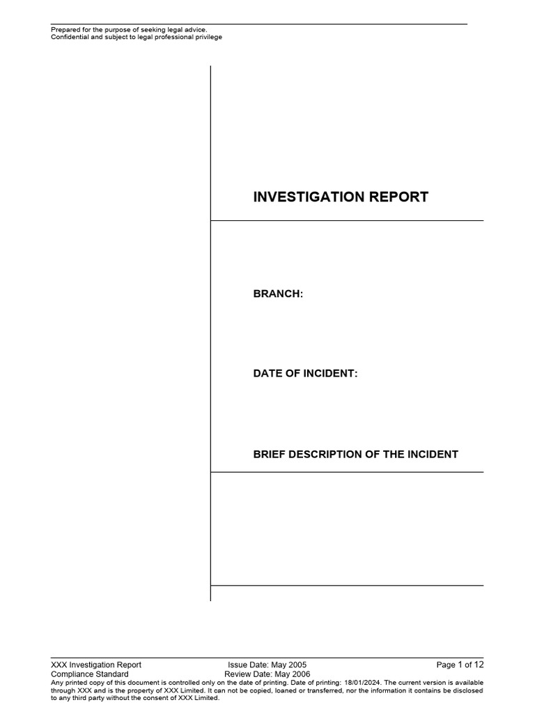 ICAM INVESTIGATION REPORT | PDF | Risk