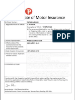 Certificate of Motor Insurance