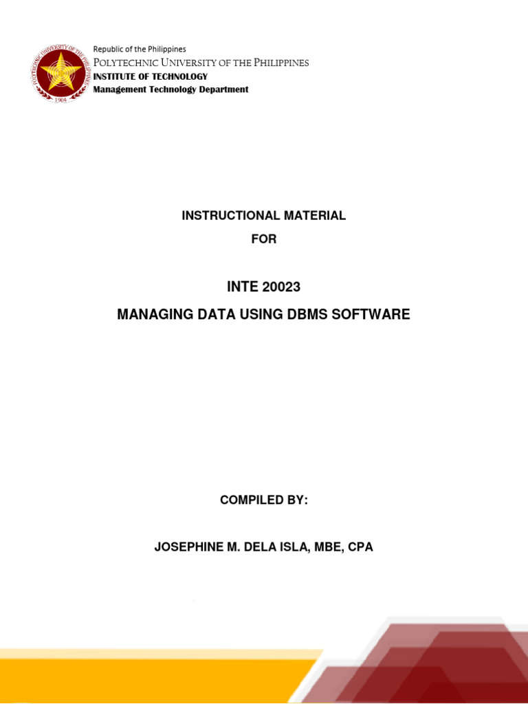 Managing Data with DBMS Software | PDF | Databases | Relational Database