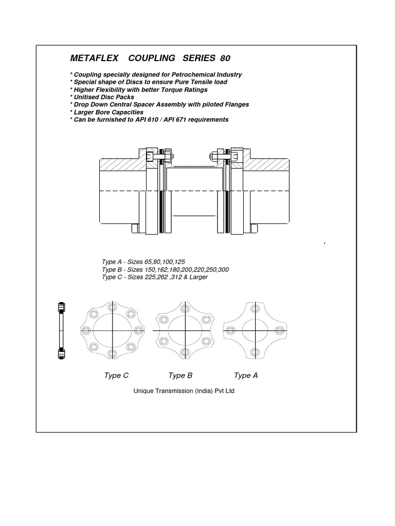 Metaflex Coupling Series 80 Overview | PDF | Engines | Rotation Around ...