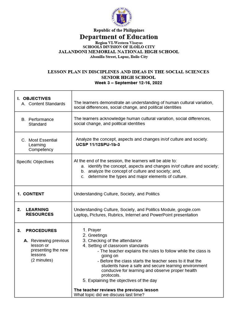 UCSP Week 3 (Continuation) Analyze The Concept, Aspects and Changes ...
