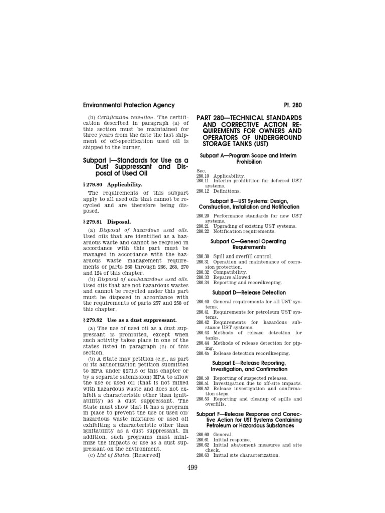 40 cfr part 280 technical standards and corrective action requirements