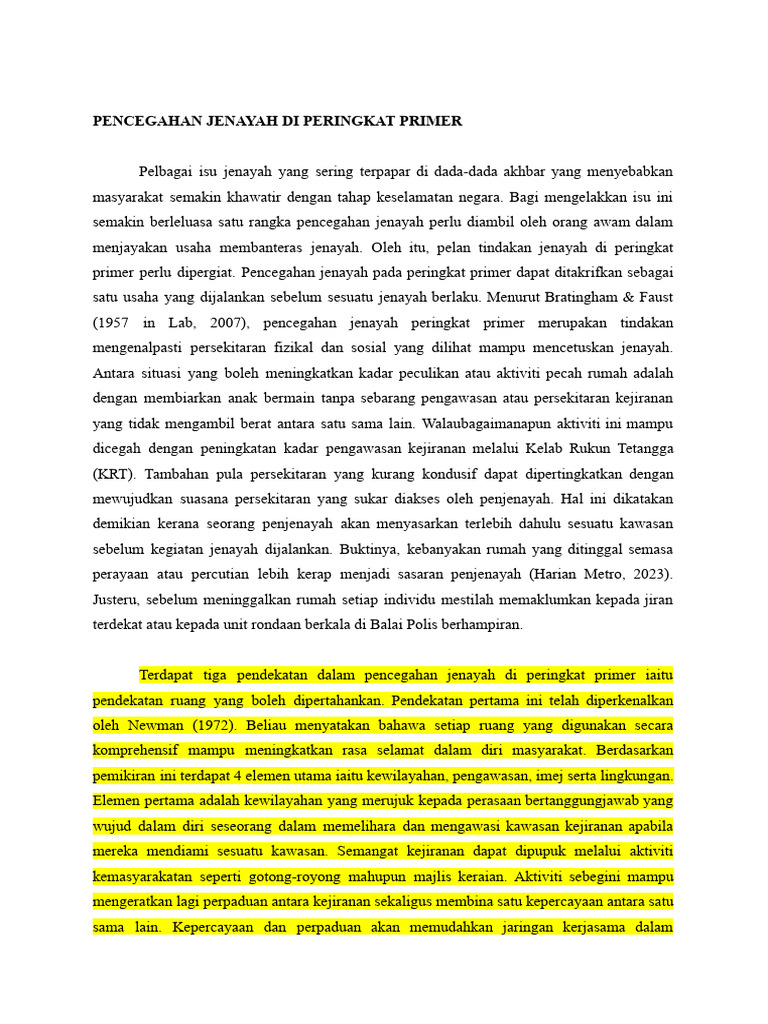 Pencegahan Jenayah Peringkat Primer | PDF