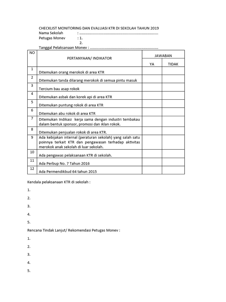 Checklist KTR | PDF