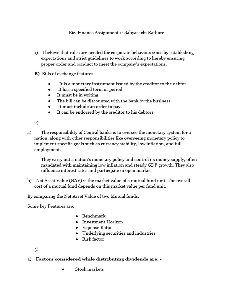S - 28 - Assignment 1 | PDF | Securities (Finance) | Investing