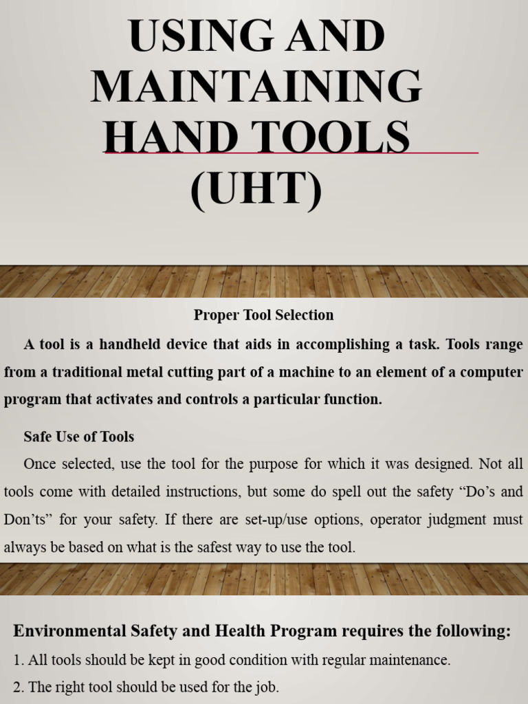 Using and Maintaining Hand Tools (UHT) | PDF