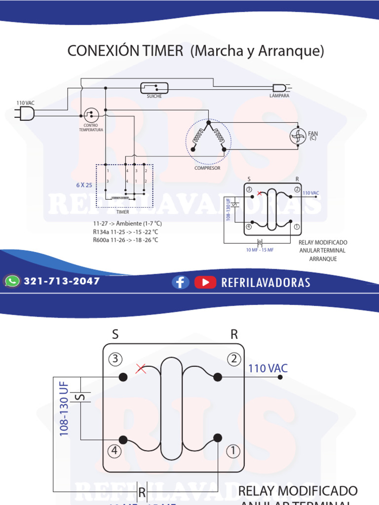 Diagrama de conexión de timer para refrigerador | PDF