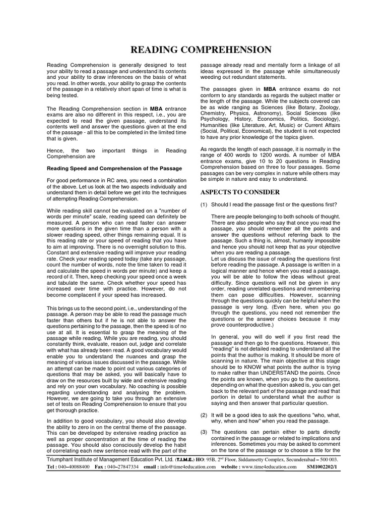 Enhancing Reading Comprehension Skills | PDF | Reading Comprehension ...