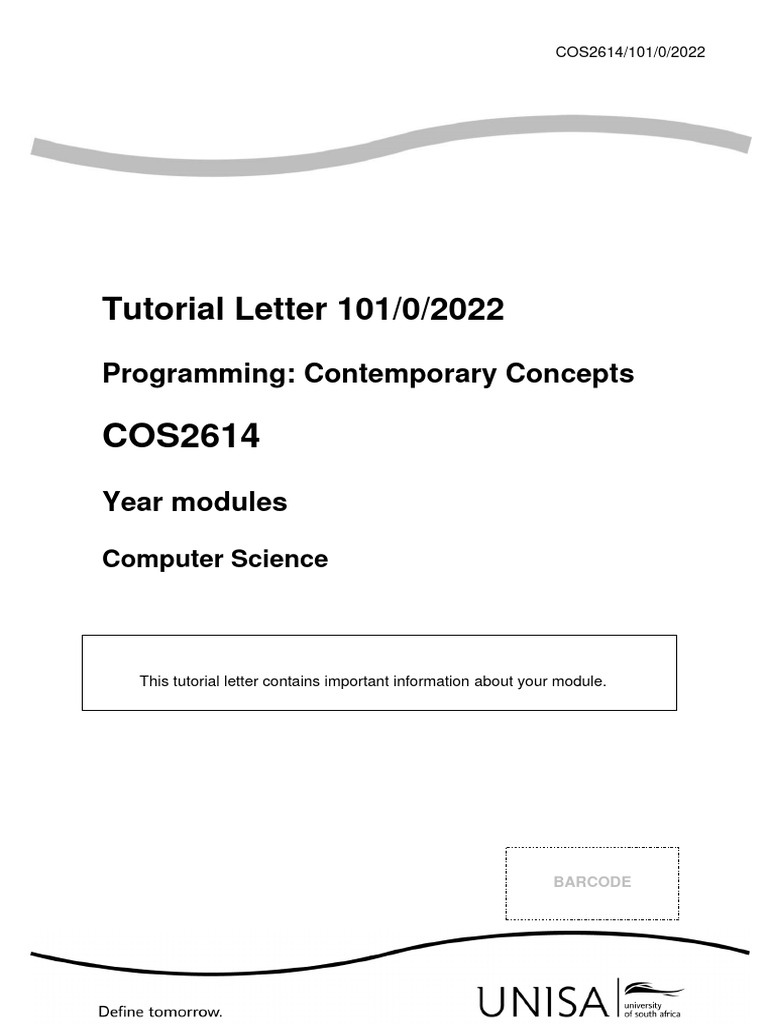Tutorial Letter 101/0/2022: Programming: Contemporary Concepts | PDF ...