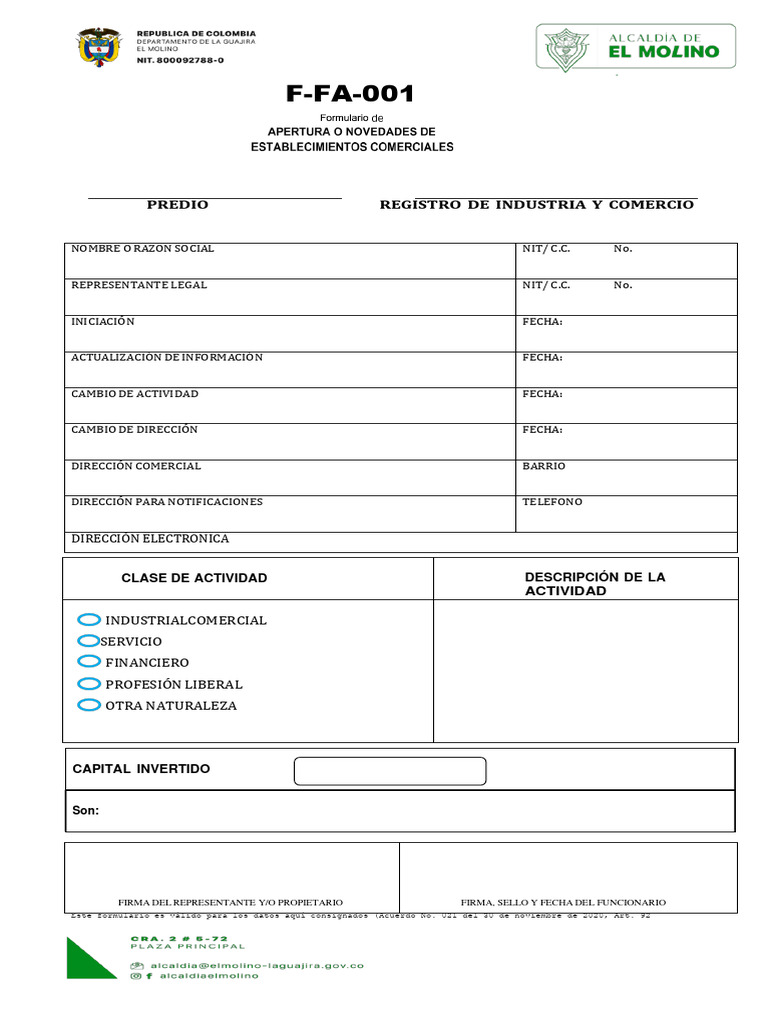 001-Formulario de Registro Ica | PDF