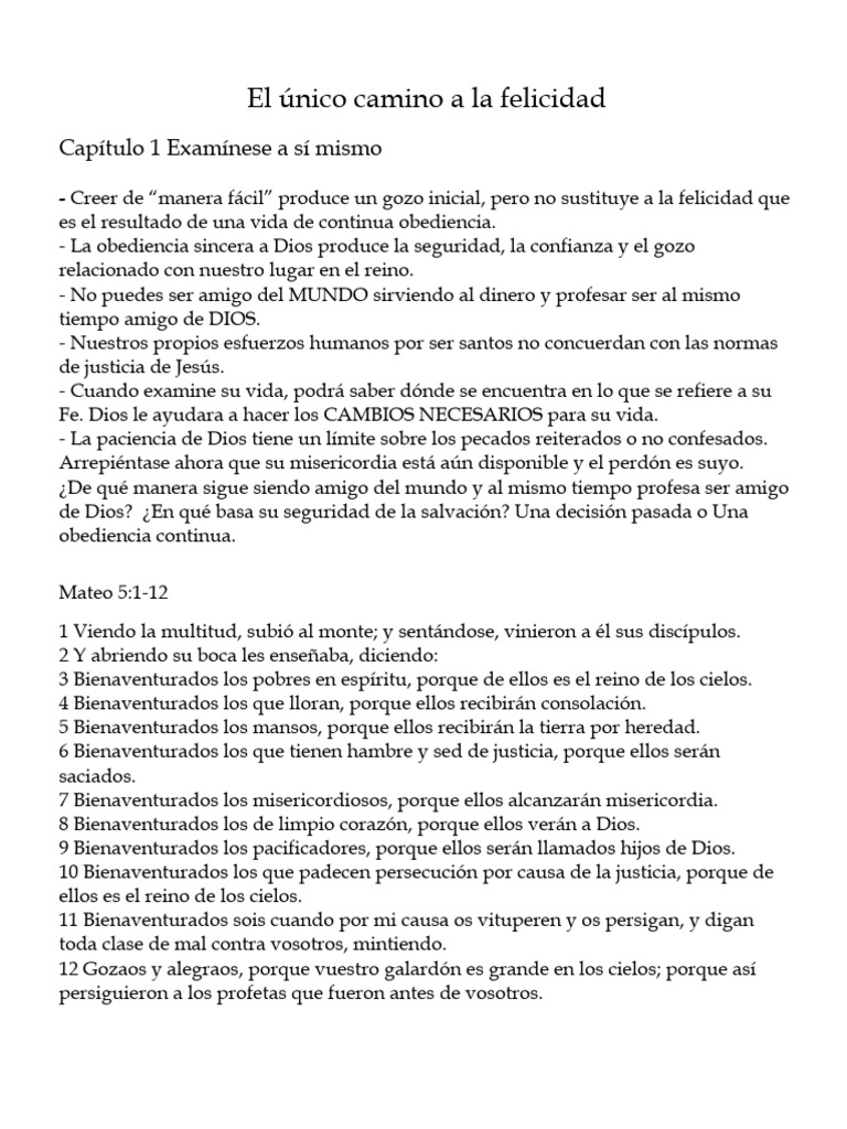 El único camino a la felicidad | PDF | Pecado | Cristo (título)