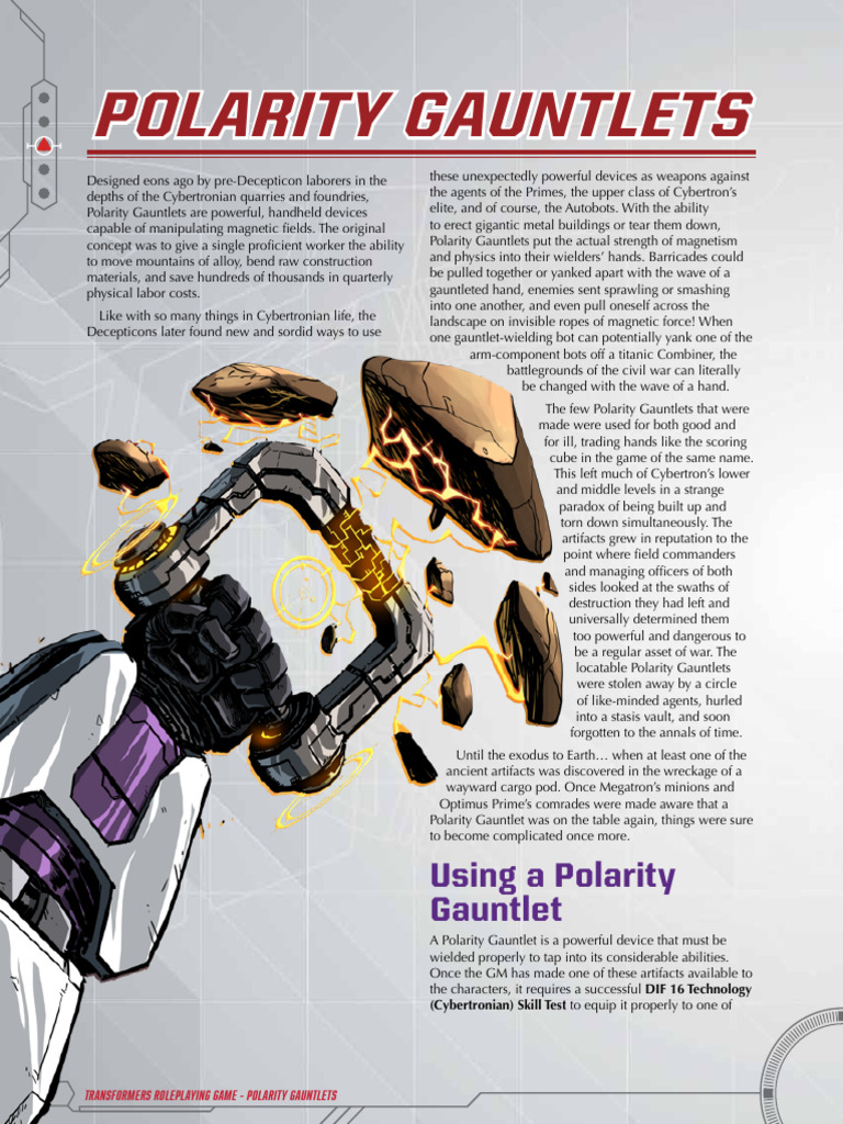 Polarity Gauntlets in Transformers RPG | PDF | Magnet