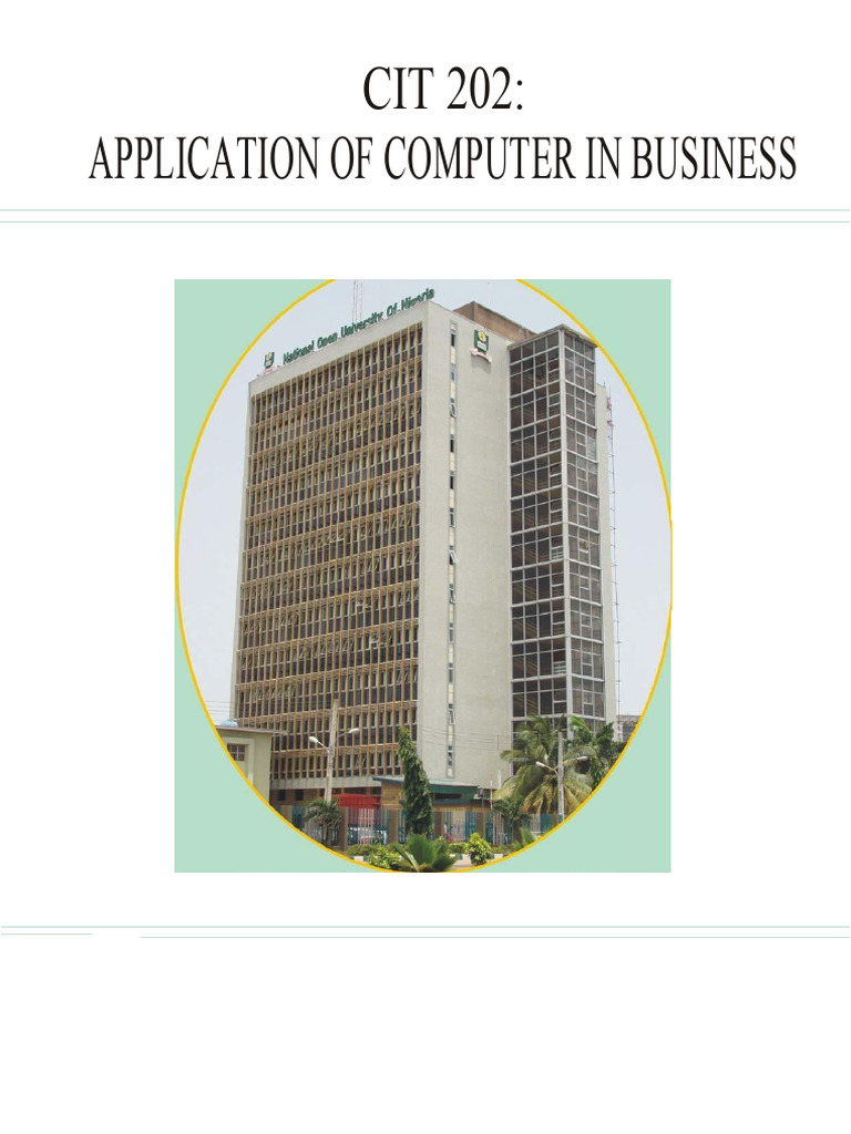 CIT 202: Computer Applications in Business | PDF | Floppy Disk ...
