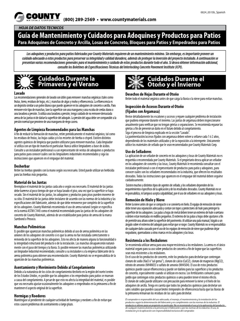 0024 0515b PatioProducts Care Maintenance Spanish Rev1 PDF