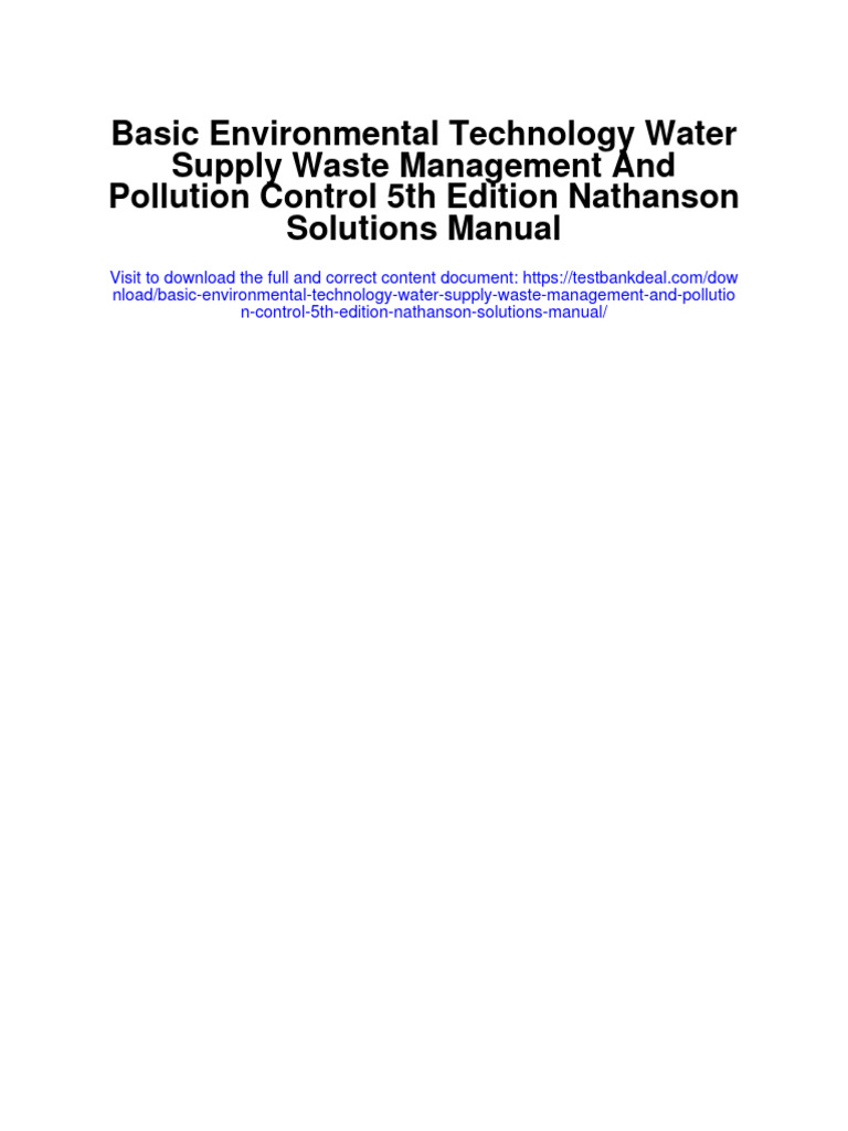 Basic Environmental Technology Water Supply Waste Management and