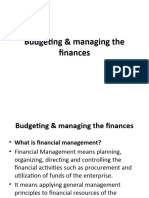 Budgeting & Managing The Finances