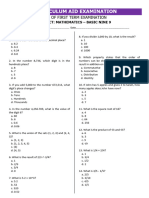 B9 Maths Term 1 Sample Questions