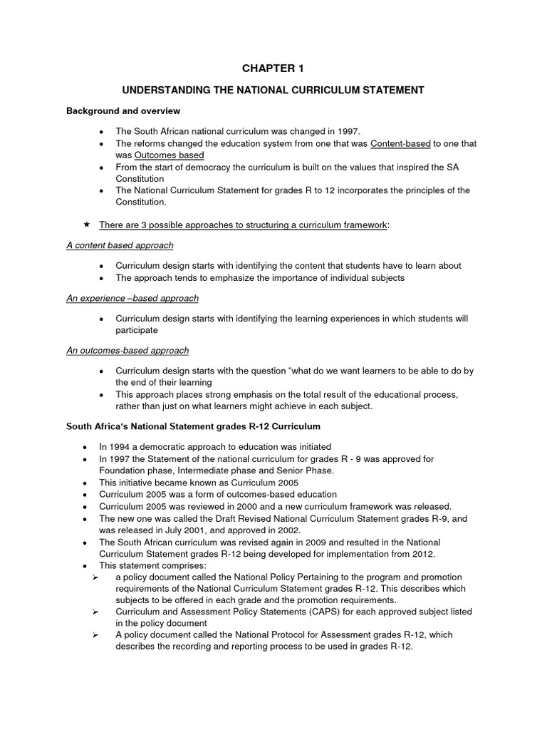 South Africa's National Curriculum Overview | PDF | Constructivism ...